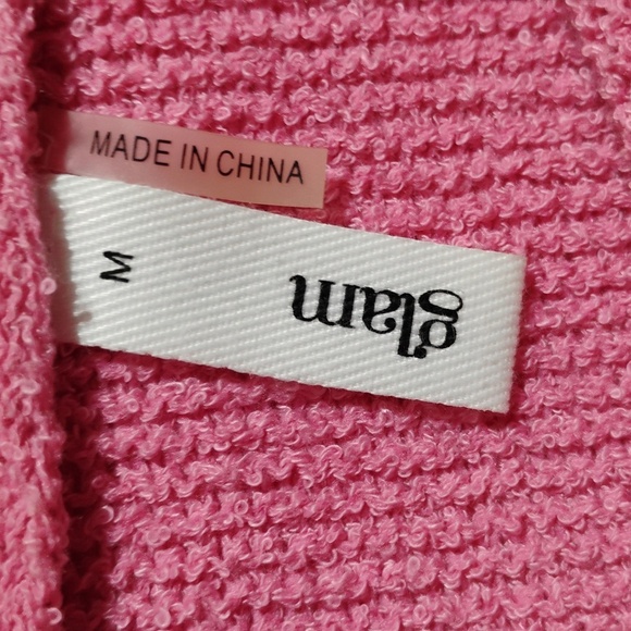 Glam Pink Fold Over Cowl Neck Sweater Sz.M Oversized Gently Worn - Picture 4 of 9